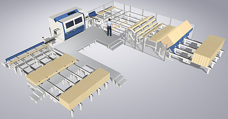 Vstupní a výstupní mechanizace do čtyřstranných frézek